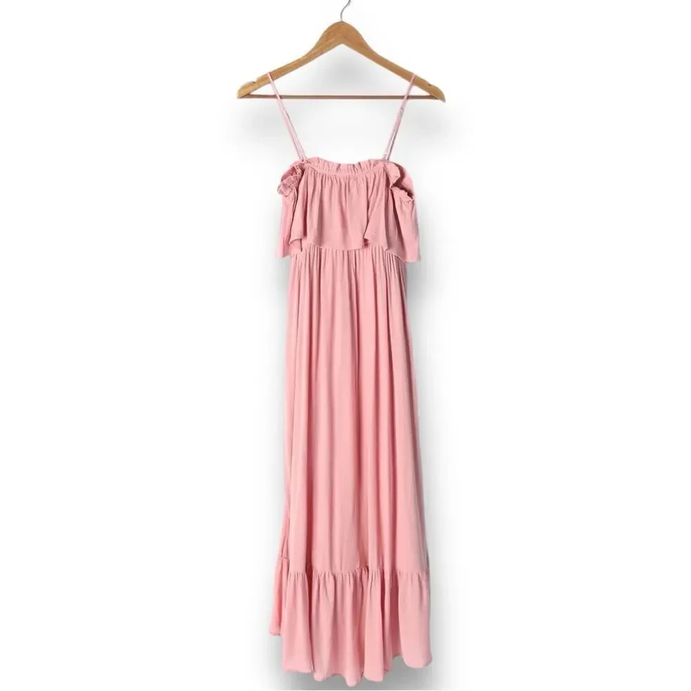 LULUS Women’s Sincerely Yours Blush Pink Ruffled Midi Dress in the Size Small - Picture 8 of 16